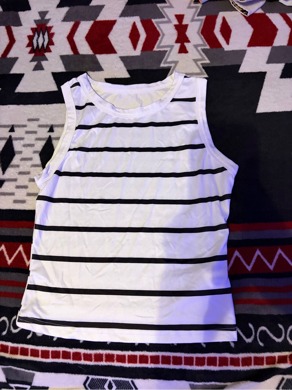 SHEIN White Tank Top with Black Stripes - Women